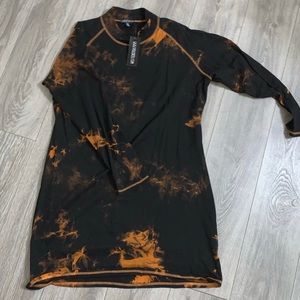 Mock neck bleached dress